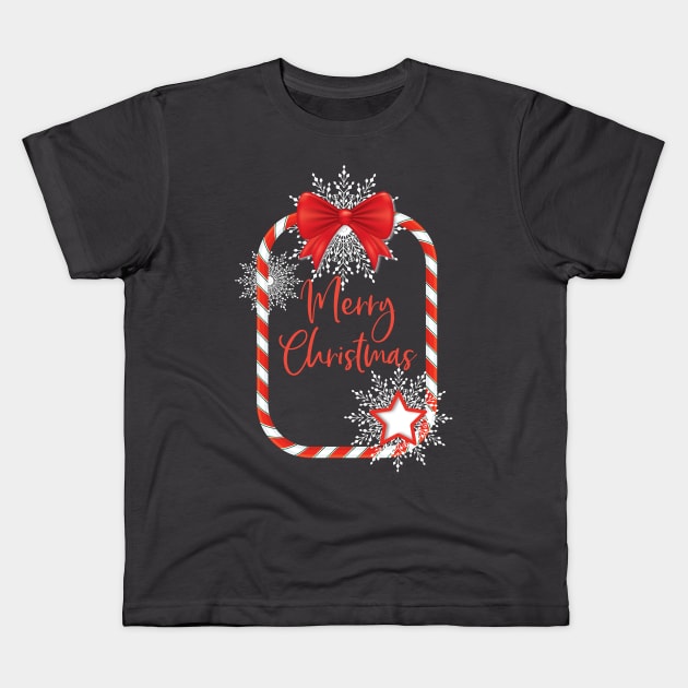 Snowflake Candy Cane Christmas Kids T-Shirt by SWON Design